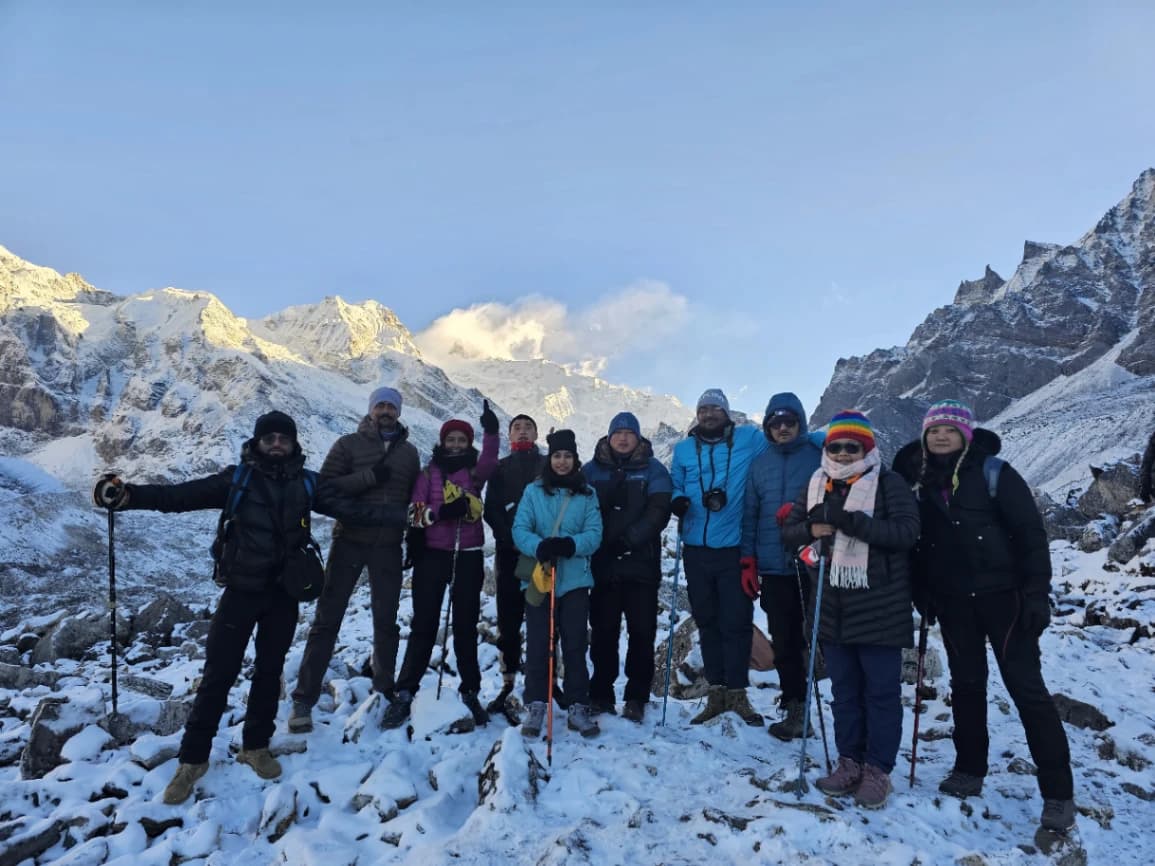 Goechala pass with full snow during march