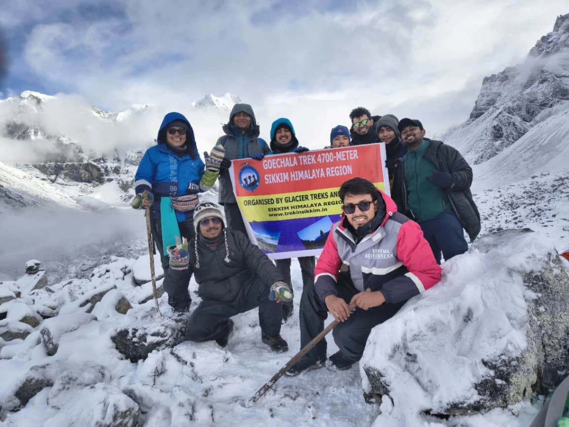 Snow on the goechala pass during april